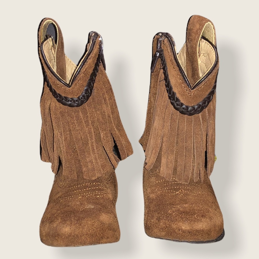 Smoky Mountain Suede Leather Upper Fringe Boots For Toddlers Size 5